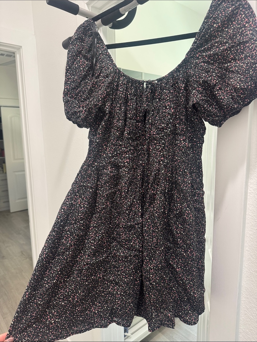 Forever 21 Black Mini Dress with Pink and White Floral Print